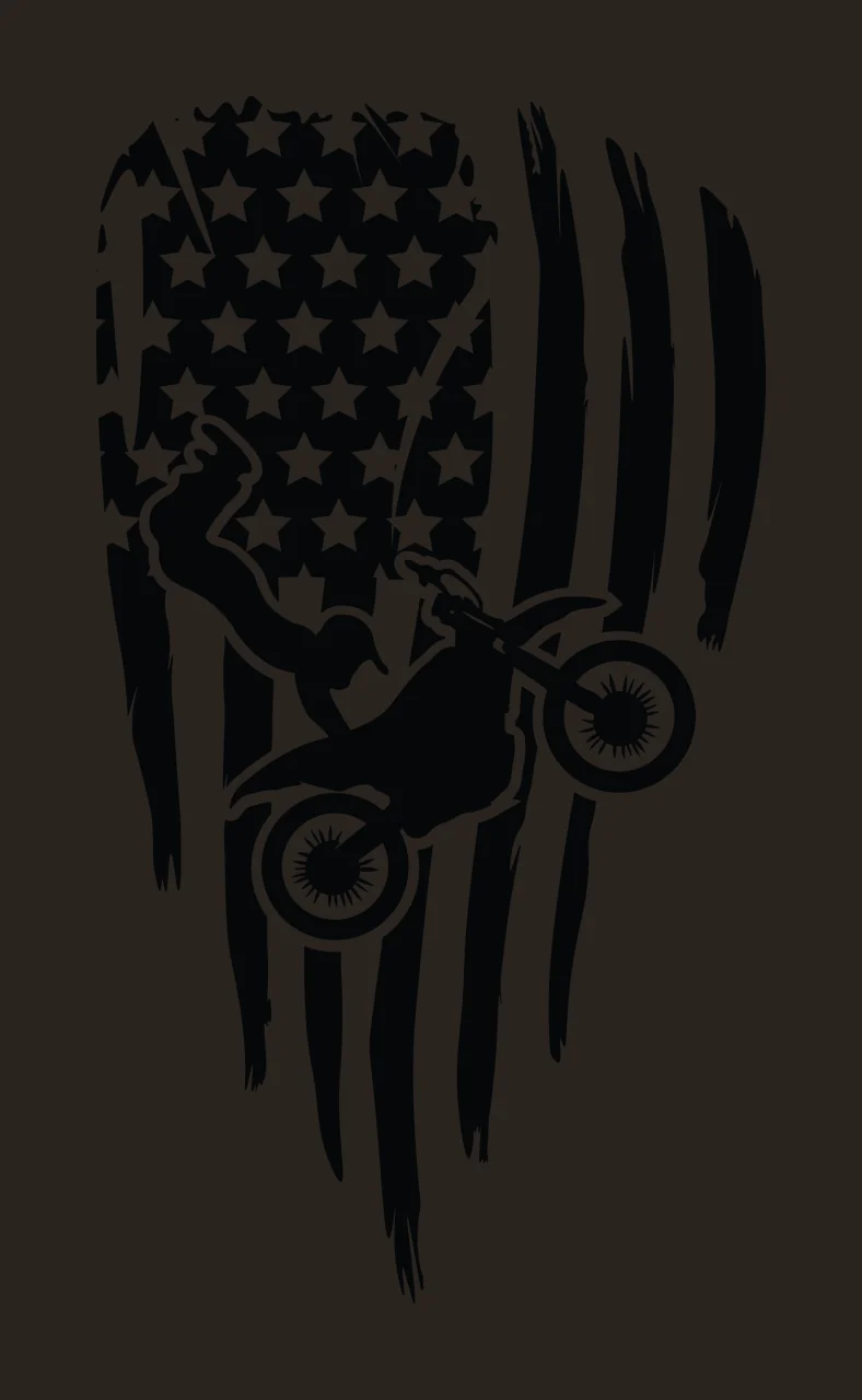 Motocross Dirt Bike Rider Over Flag jumping stars stripes silhouette contrast preview thumbnail