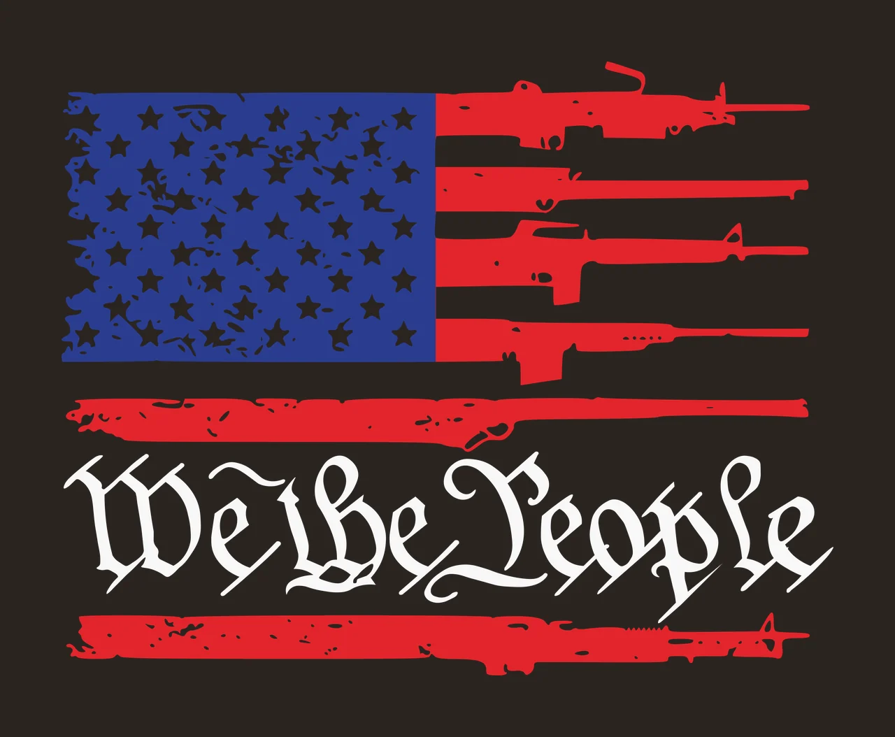 We The People American Flag Design with rifles stars stripes contrast preview thumbnail