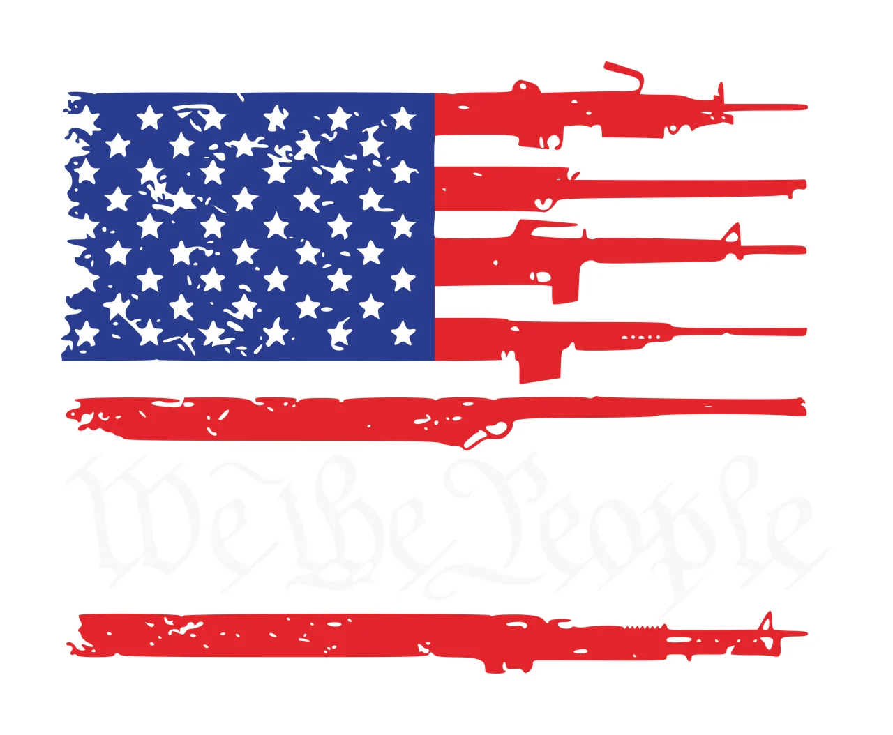 We The People American Flag Design with rifles stars stripes