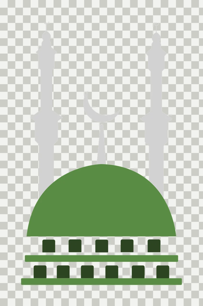 Black Mosque Silhouette With Moon Icon dome crescent pillars transparency and detail preview thumbnail