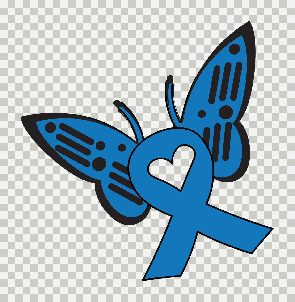 Ribbon Butterfly Awareness Silhouette Heart Icon merging with transparency and detail preview thumbnail