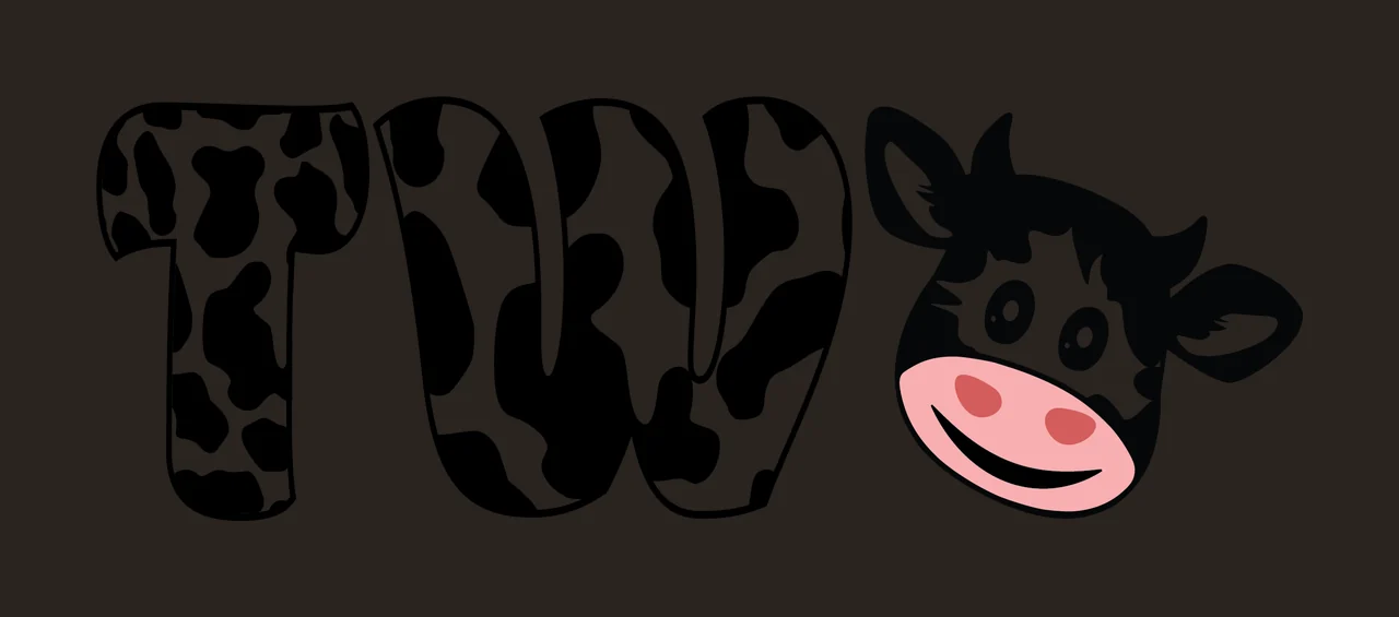 Cow Two Print Text Head black white animal typography spotted contrast preview thumbnail