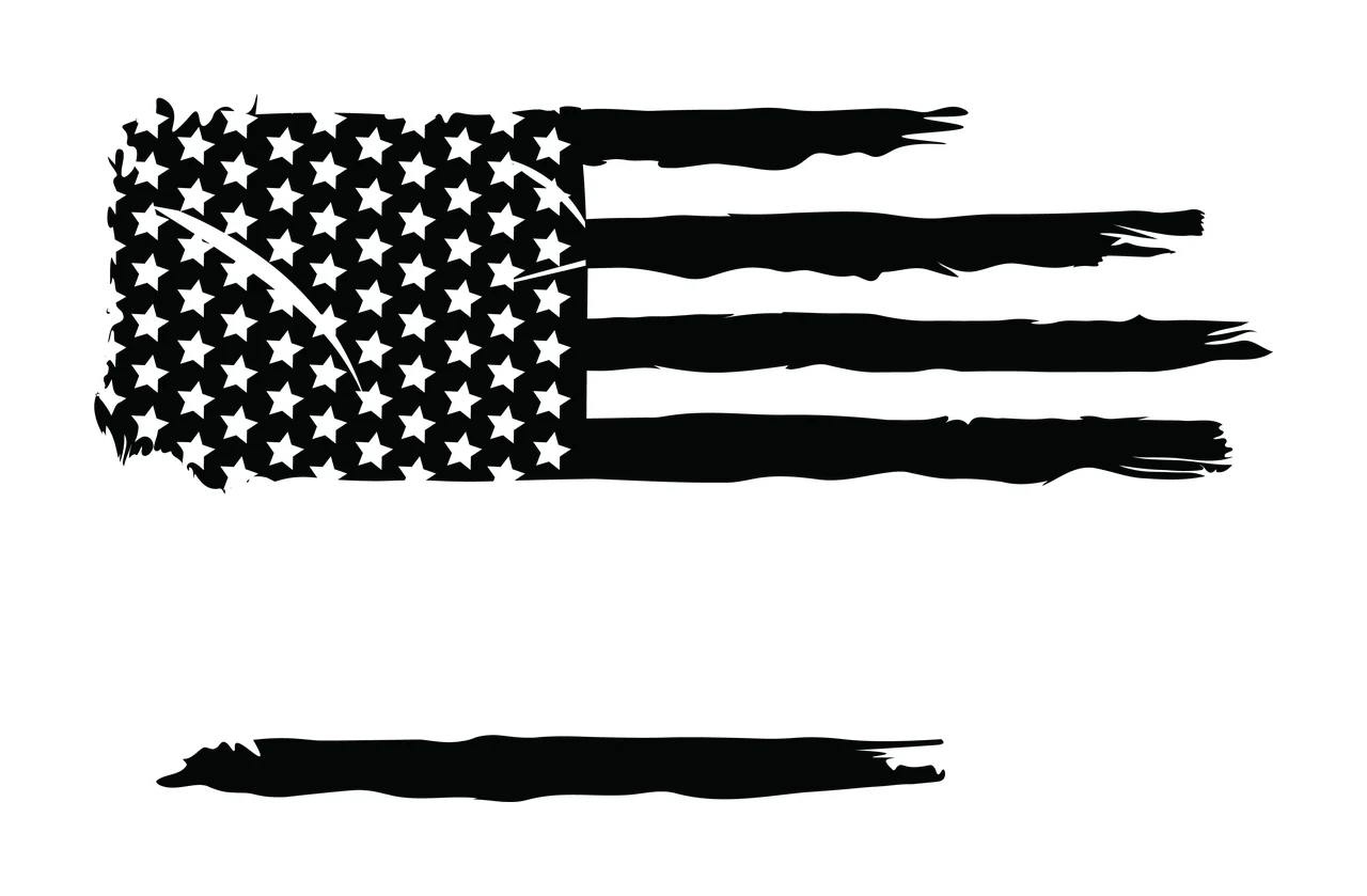 Flag Distressed Silhouette With Horizontal Stripes stars black