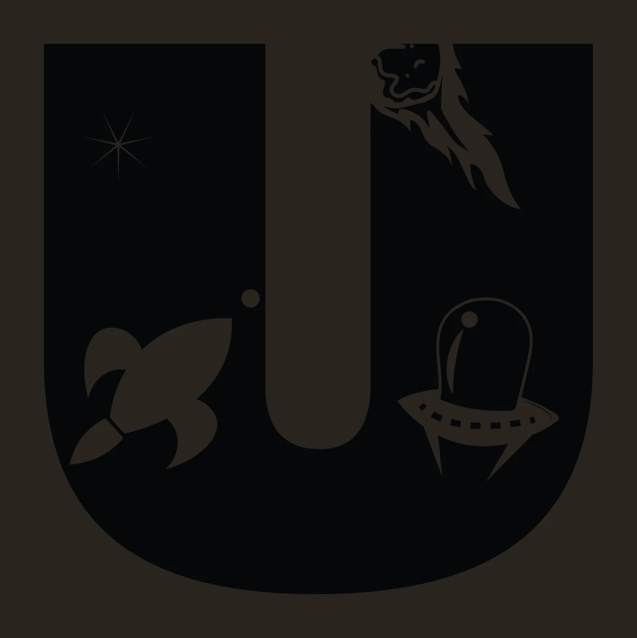 Space U Letter With Comet And Ufo contrast preview thumbnail