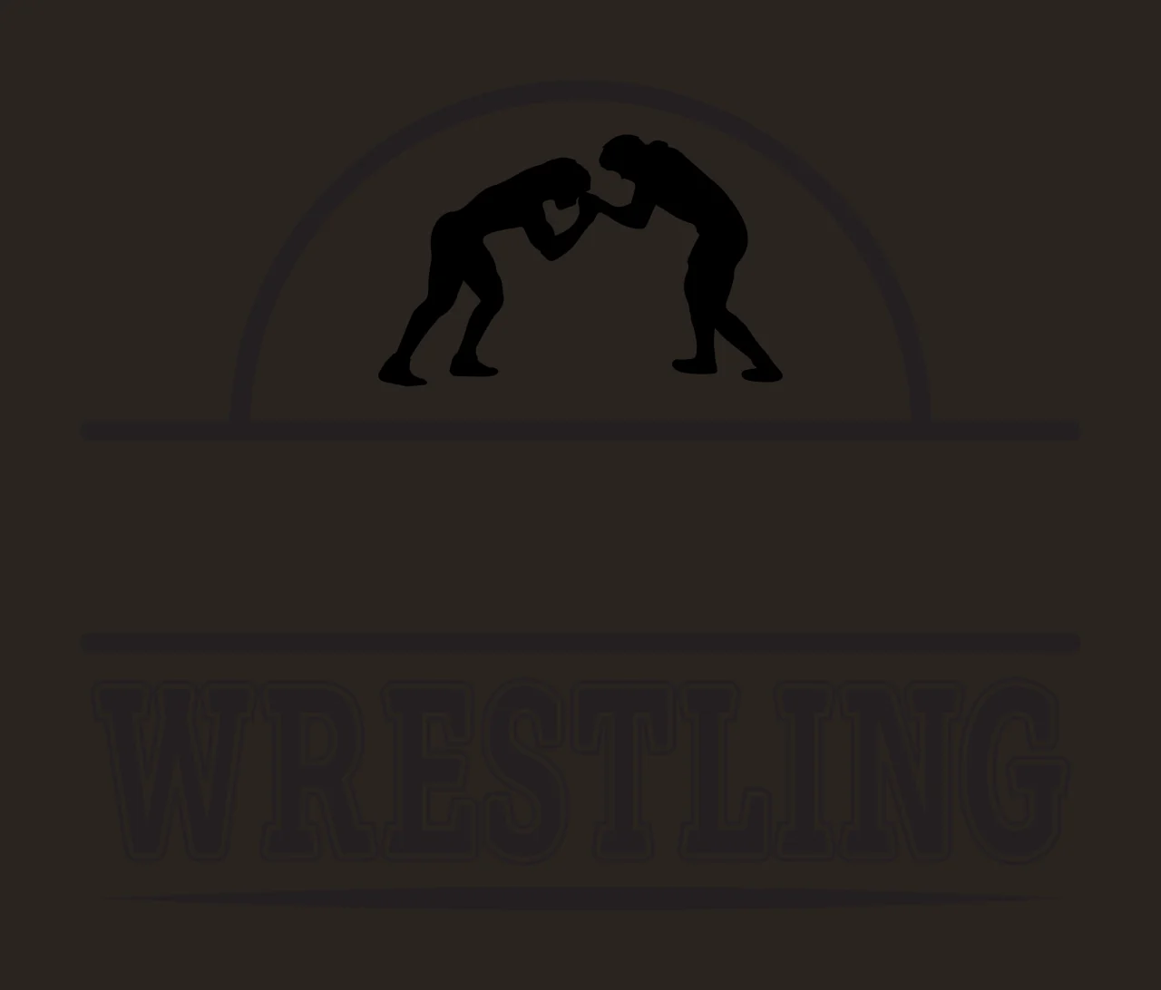 WRESTLING wrestling silhouettes Design with wrestlers, semi circle arch, split frame lines and outlined text in black and white contrast preview thumbnail