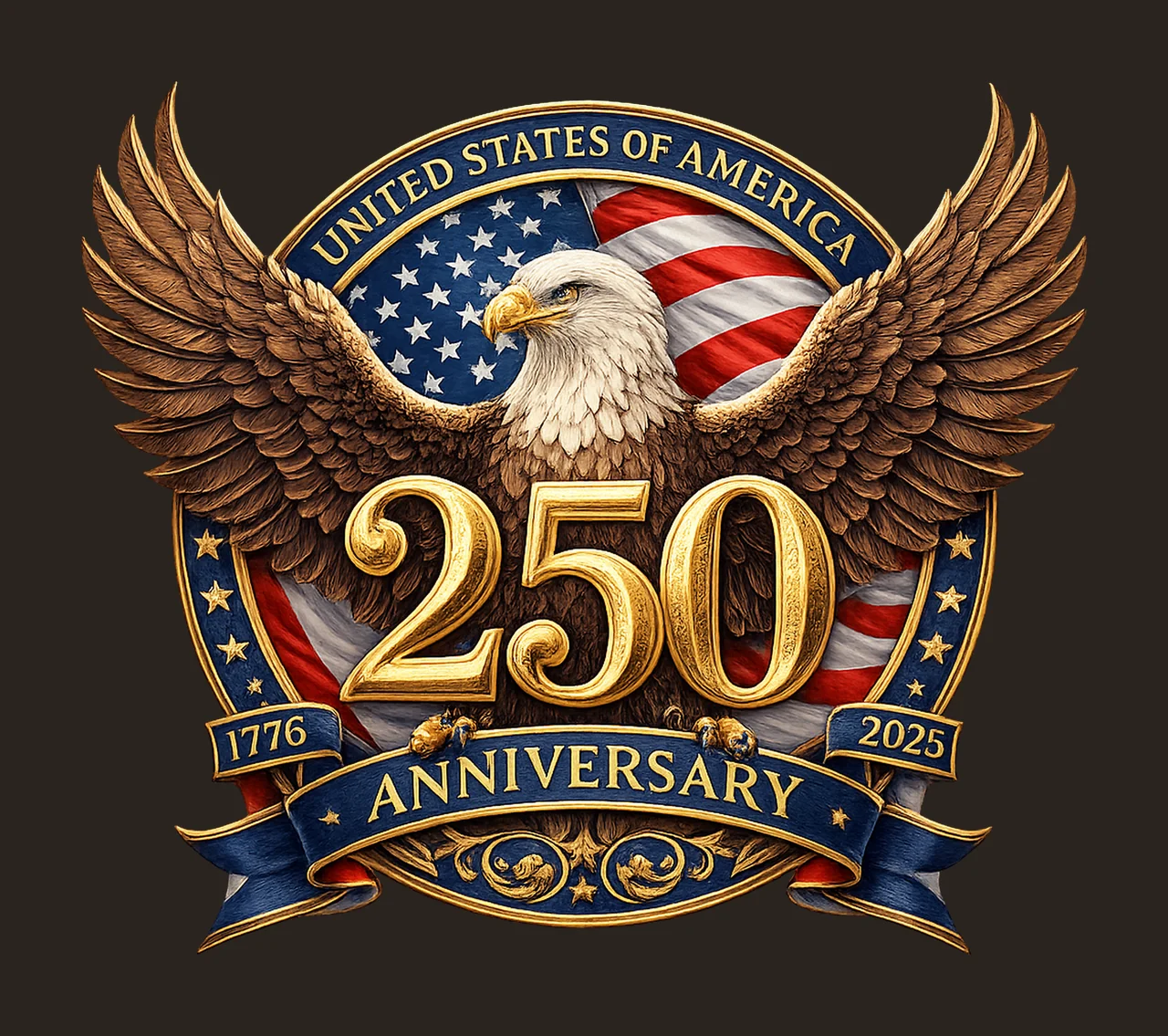 USA 250th Anniversary 2026 American Eagle Flag Badge contrast preview thumbnail