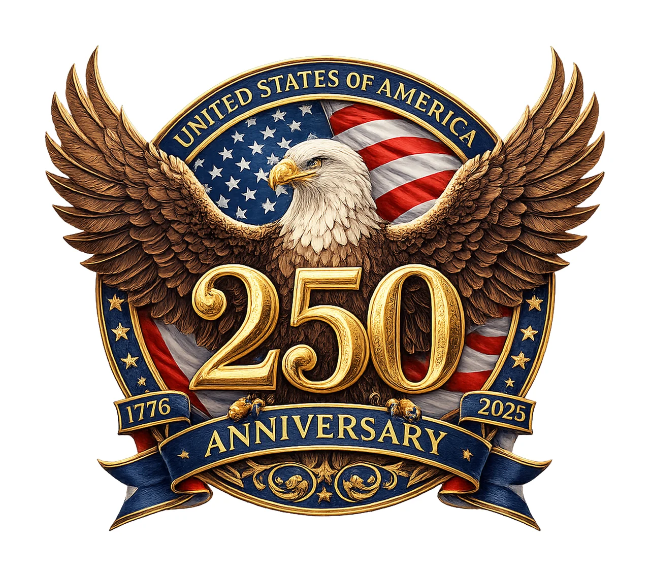 USA 250th Anniversary 2026 American Eagle Flag Badge
