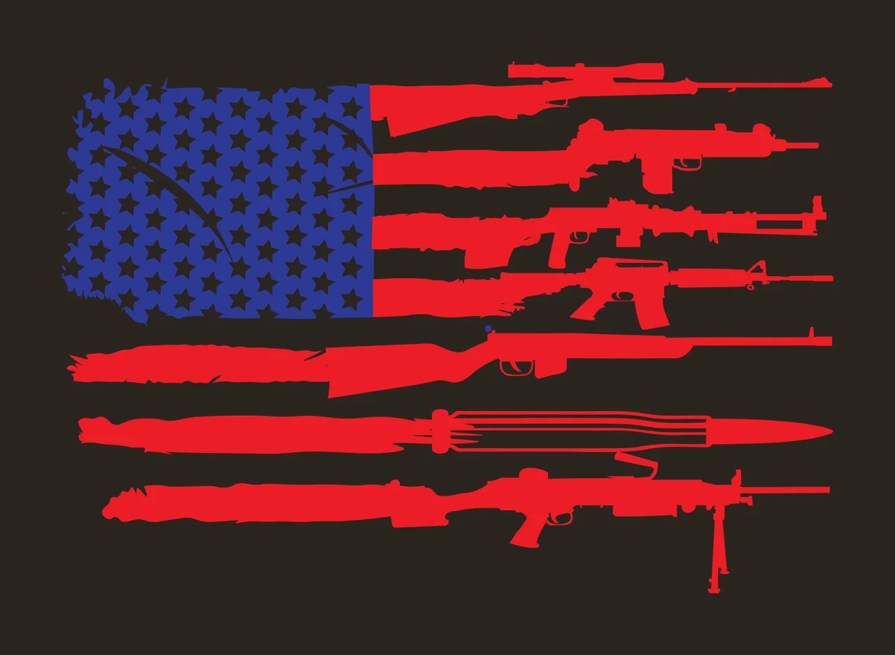 Flag American With Gun Silhouettes stars rifles ammunition Variation contrast preview thumbnail