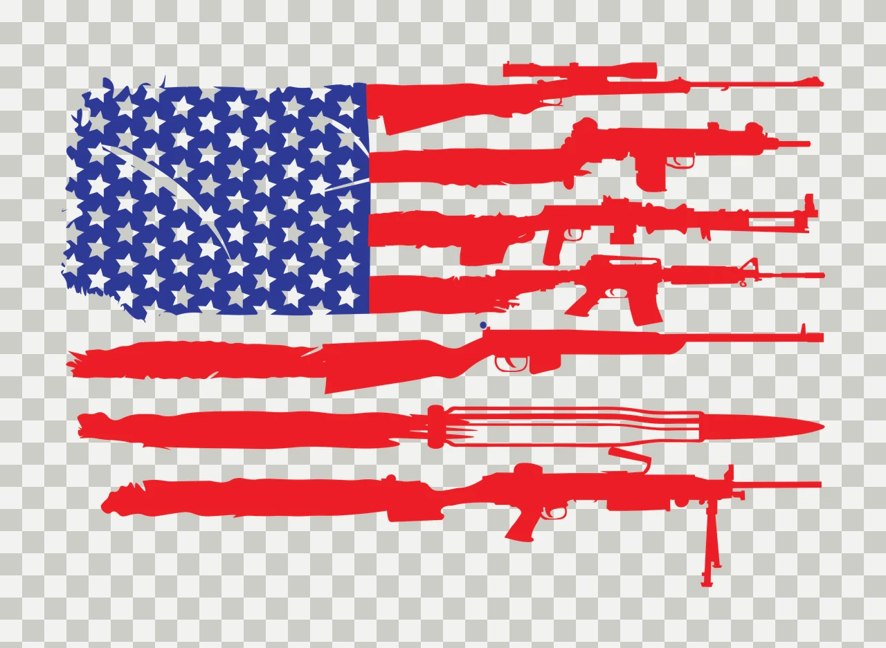 Flag American With Gun Silhouettes stars rifles ammunition Variation transparency and detail preview thumbnail