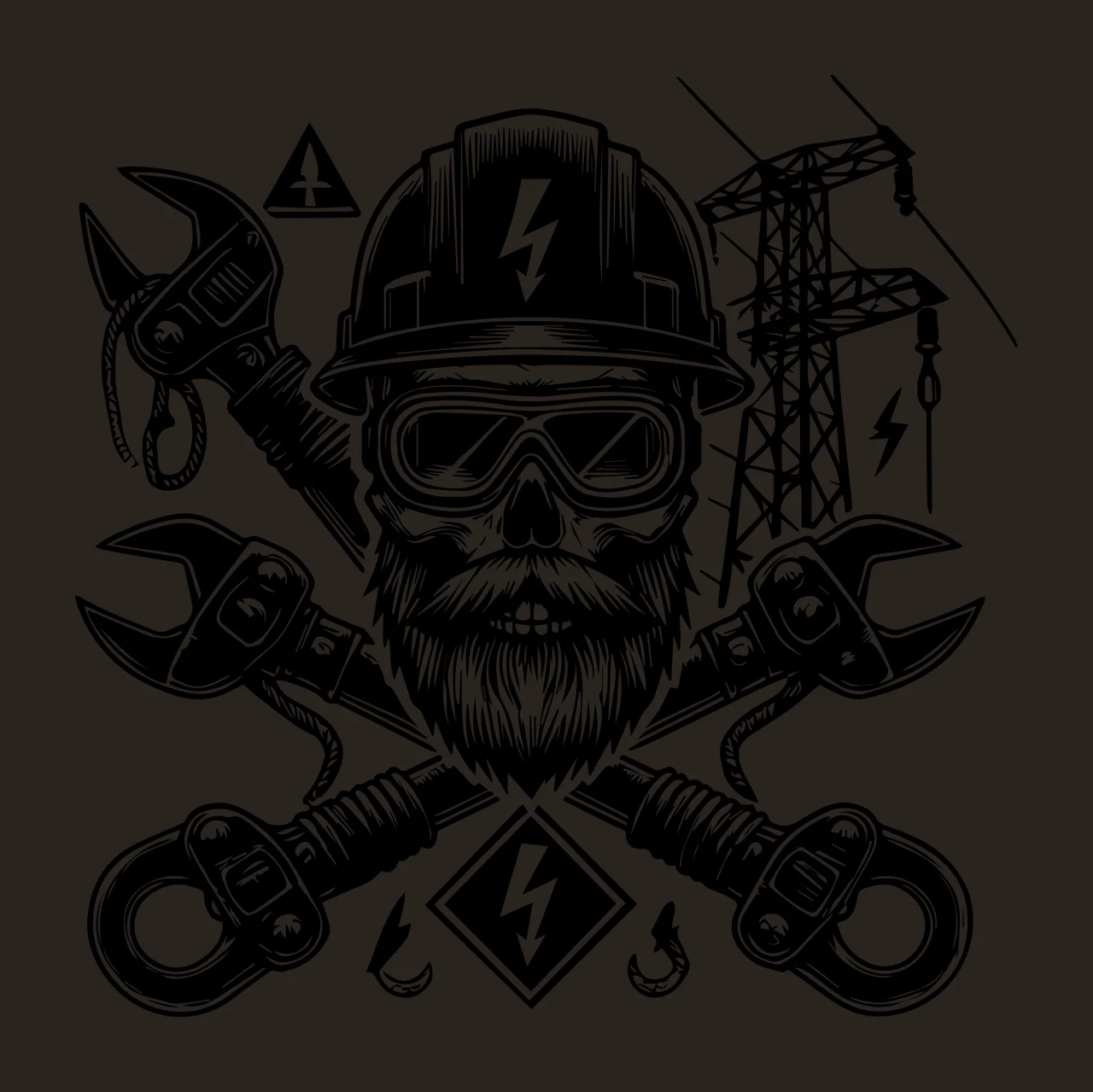 Skull And Wrench Industrial Emblem wrenches hard hat goggles contrast preview thumbnail