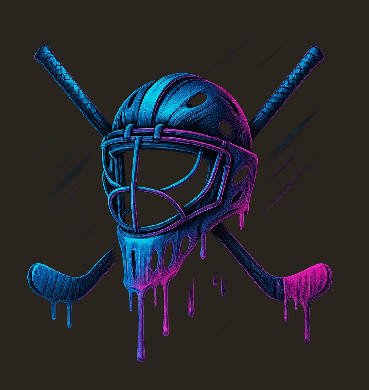 Funny Ice Cream Hockey Drip Retro Vaporwave Neon Goalie contrast preview thumbnail