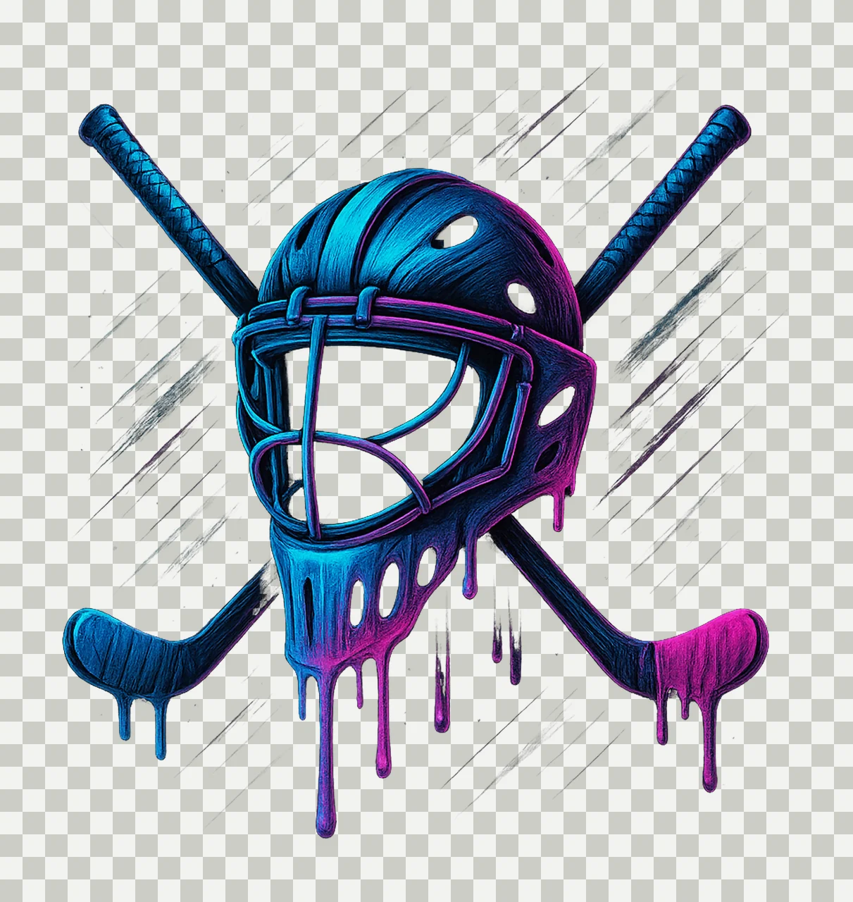 Funny Ice Cream Hockey Drip Retro Vaporwave Neon Goalie transparency and detail preview thumbnail