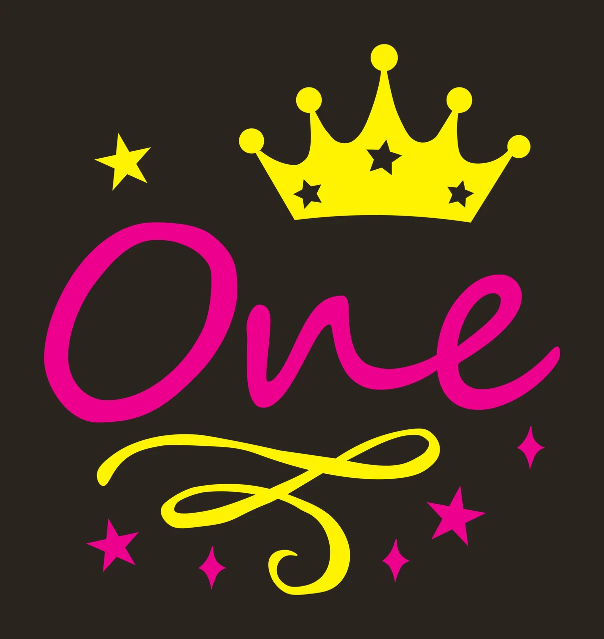 One Black And White Crown With Stars Cursive decorating swirl contrast preview thumbnail
