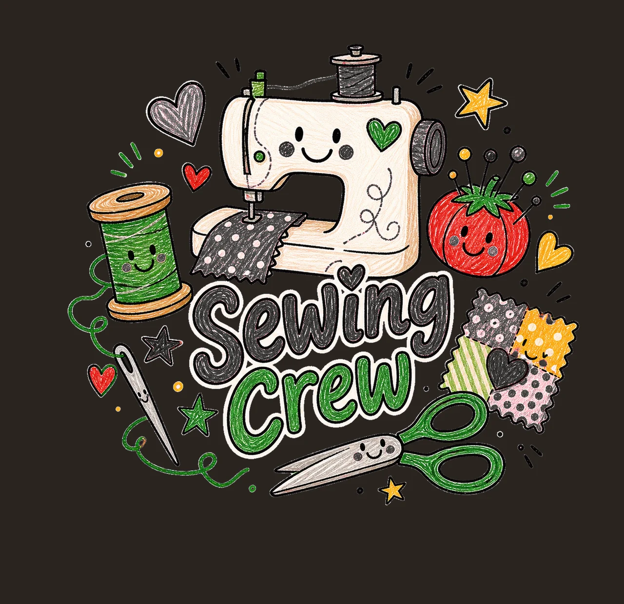 Sewing Doodle Crew sublimation instant shirt Variation B contrast preview thumbnail