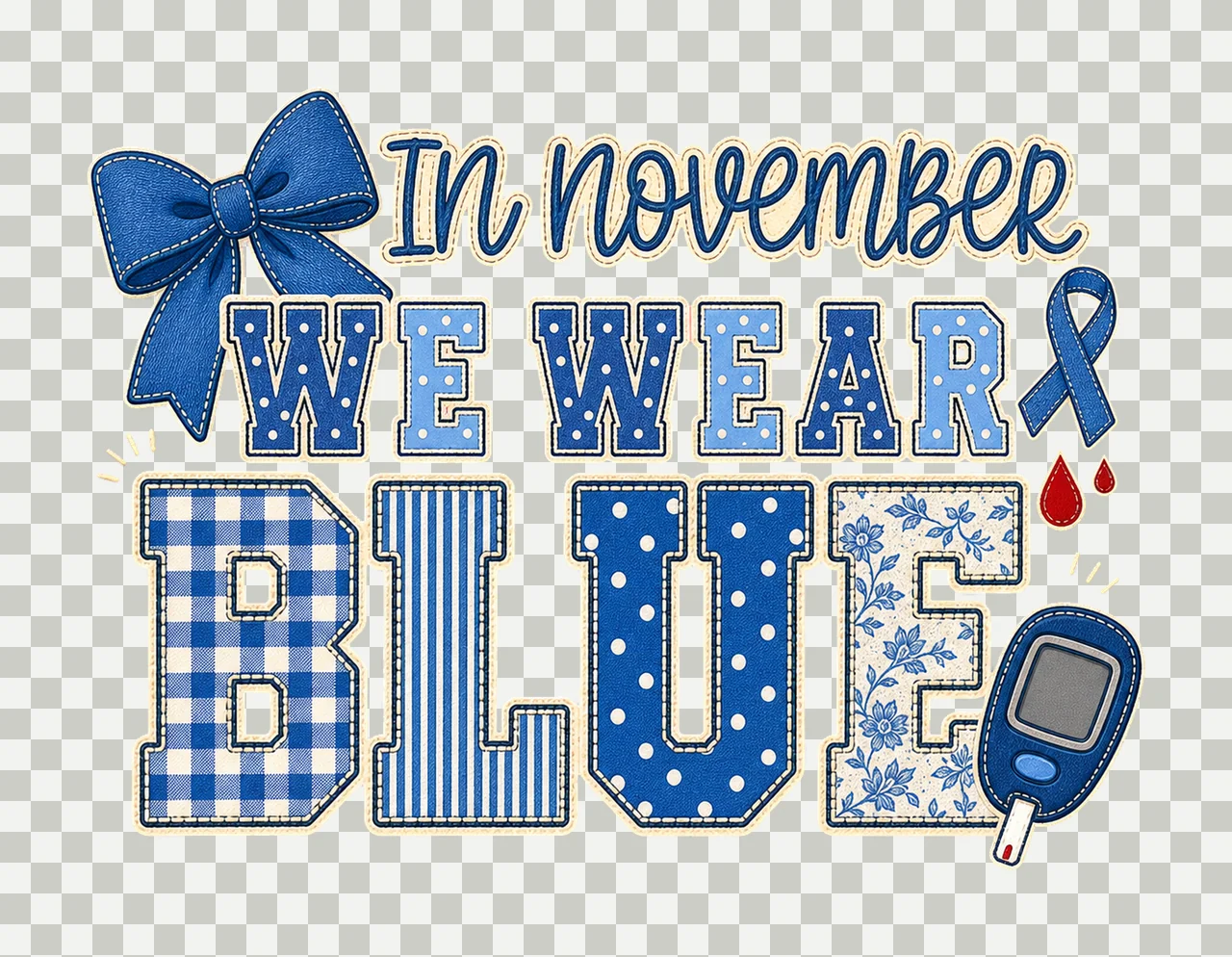 In November We Wear Blue Diabetes Awareness Variation B transparency and detail preview thumbnail