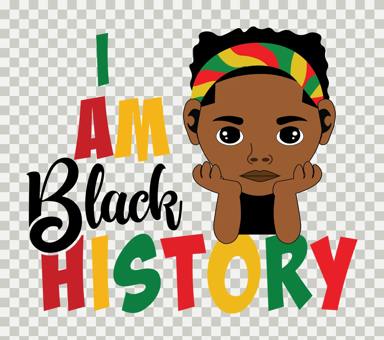 I Am A Black History Quote Graphic and silhouette head typography transparency and detail preview thumbnail