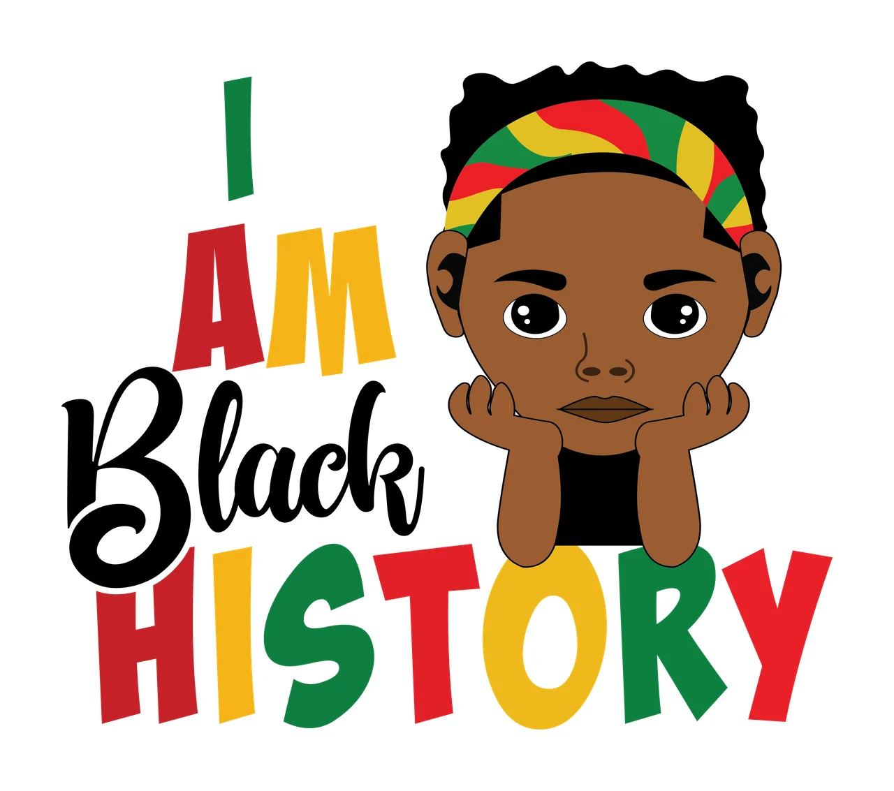 I Am A Black History Quote Graphic and silhouette head typography