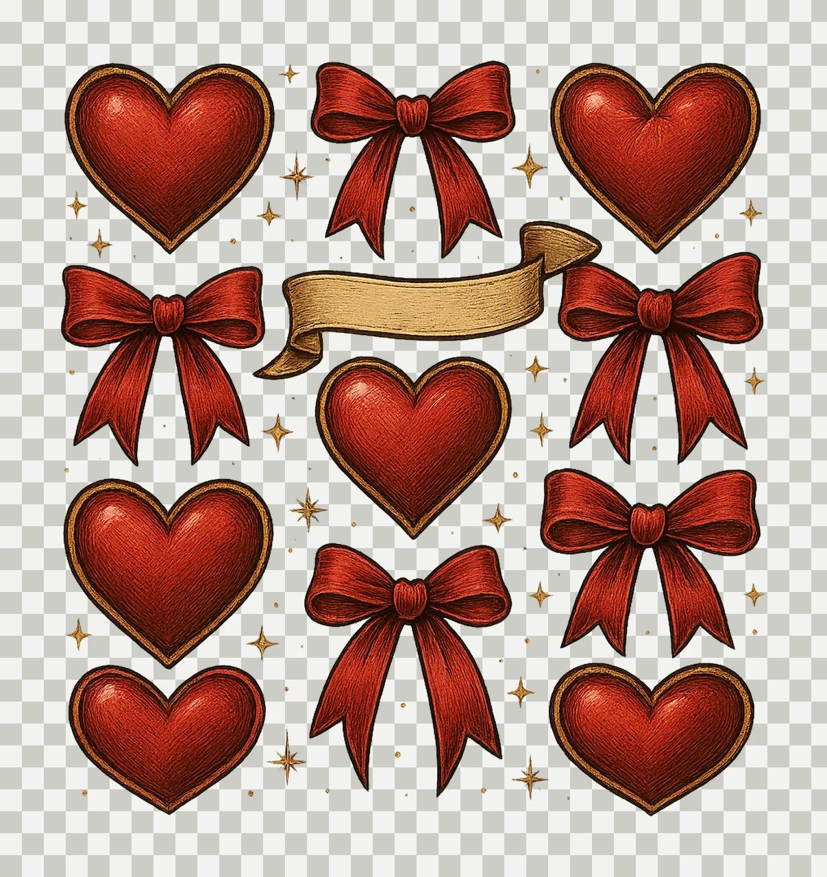 Coquette Valentine Heart Bow Design Valentines Day Girls transparency and detail preview thumbnail