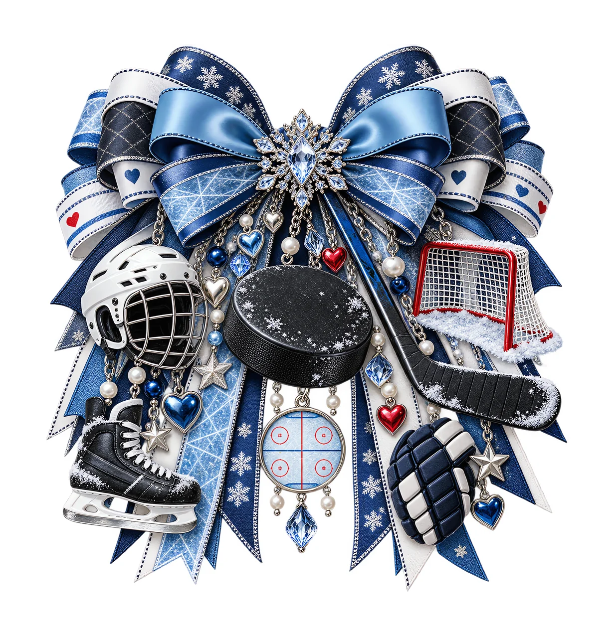 Ice Hockey PNG, Hockey Puck and Hockey Stick Coquette Bow, No Text Sublimation Clipart, Transparent Digital Download