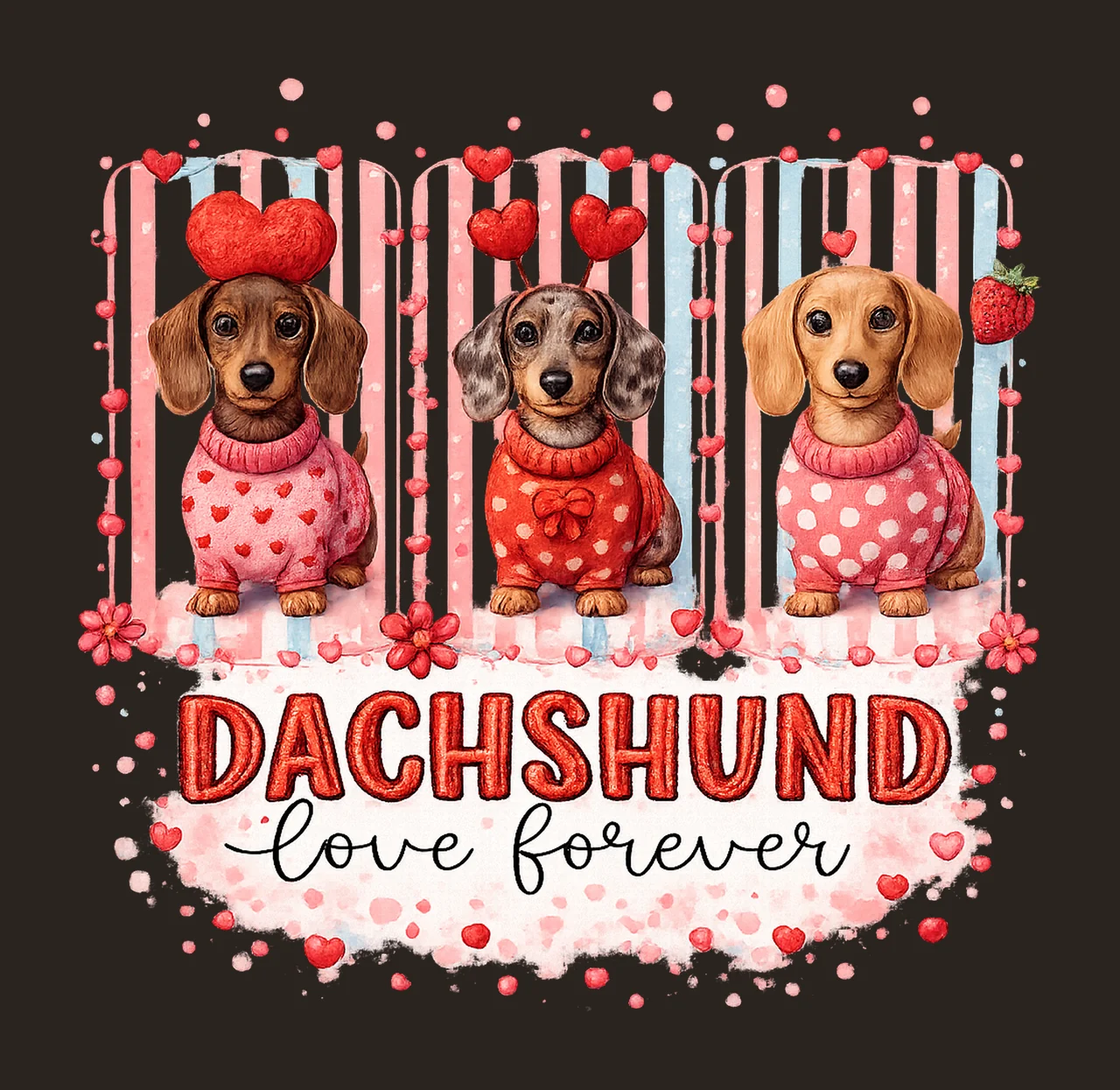 Faux Embroidery Dachshund Valentine Retro Dog Mom Shirt contrast preview thumbnail