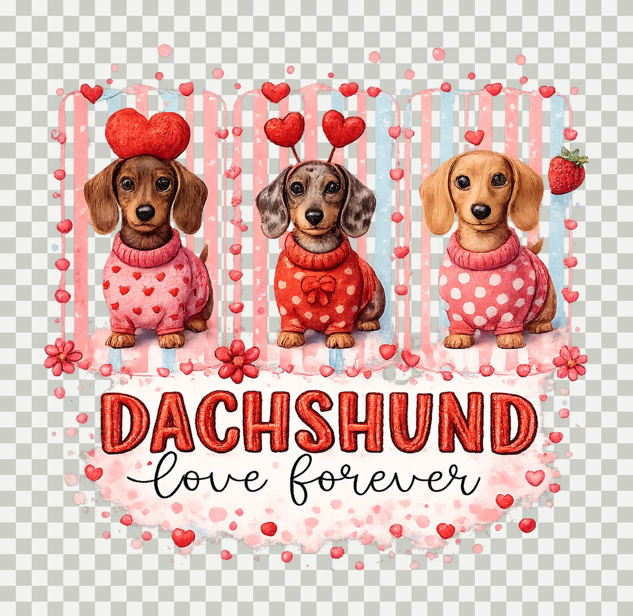 Faux Embroidery Dachshund Valentine Retro Dog Mom Shirt transparency and detail preview thumbnail