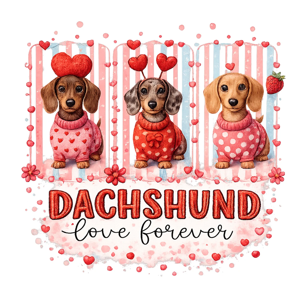 Faux Embroidery Dachshund Valentine Retro Dog Mom Shirt