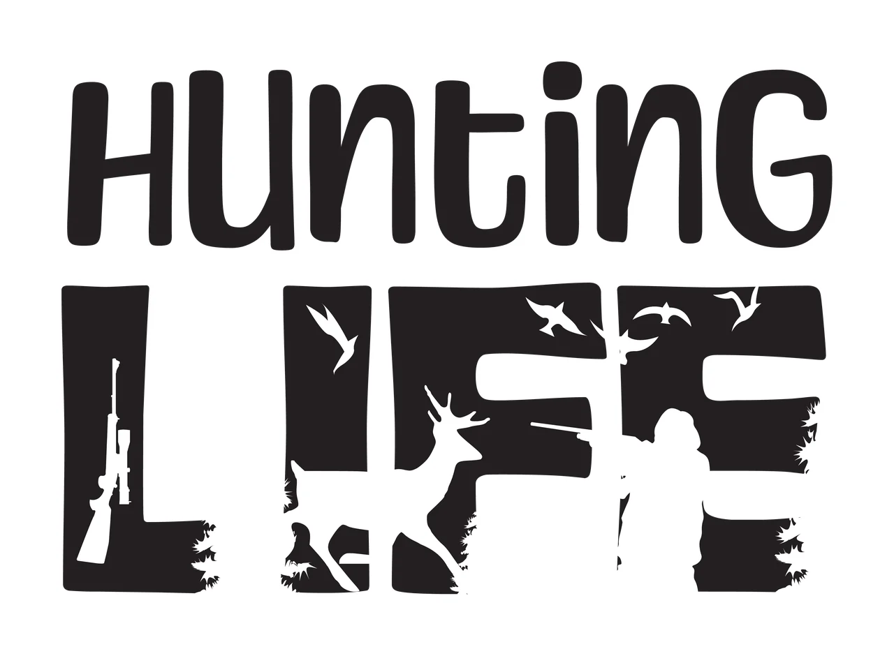 Deer Hunting Hunting Life Text With Animal Icons rifle birds