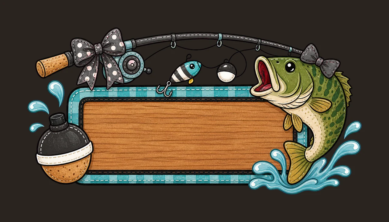 Bass Fishing Cork Hand Drawn Name Patch Applique Variation A contrast preview thumbnail