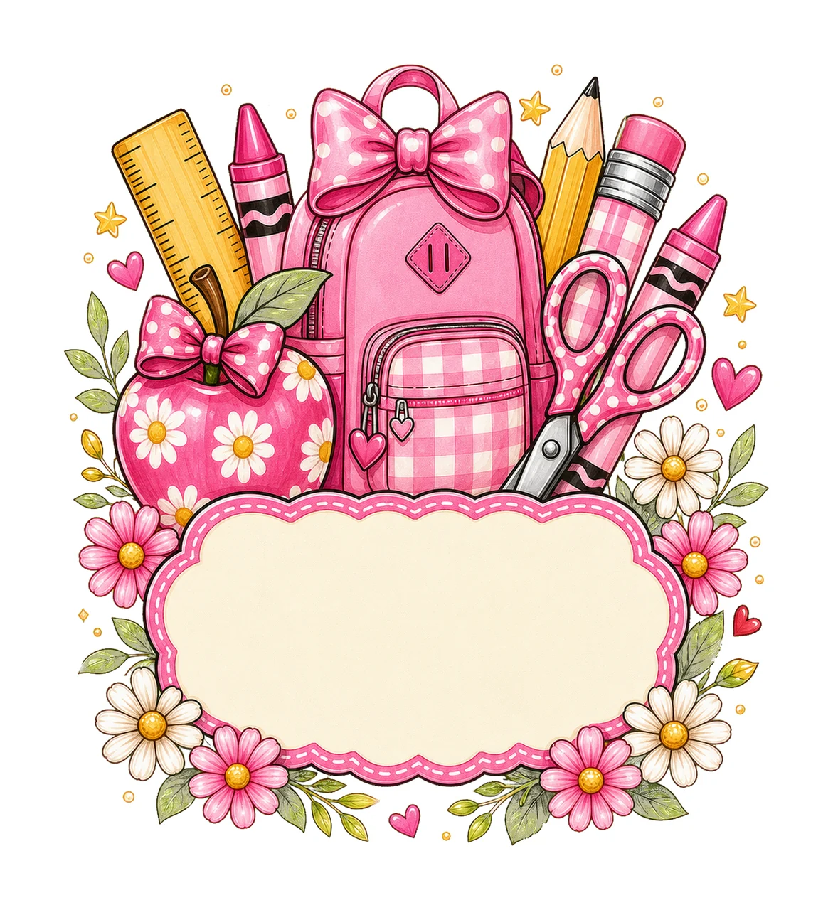 Girly Back to School Name Plate Kids Name Plate Variation B