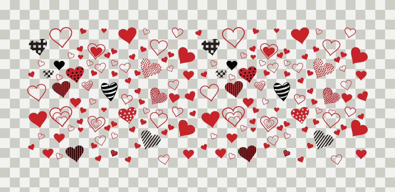 Can Glass Wrap Pattern Of Various Hearts heart shapes lines transparency and detail preview thumbnail