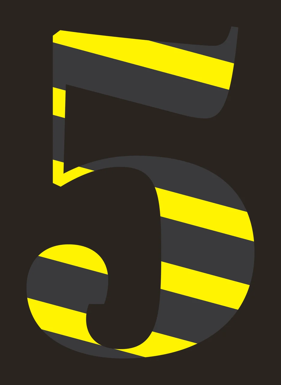 Number 5 Black Five In A Bold Serif 3D white font typography contrast preview thumbnail