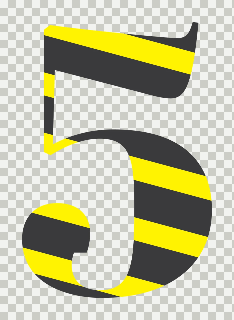 Number 5 Black Five In A Bold Serif 3D white font typography transparency and detail preview thumbnail