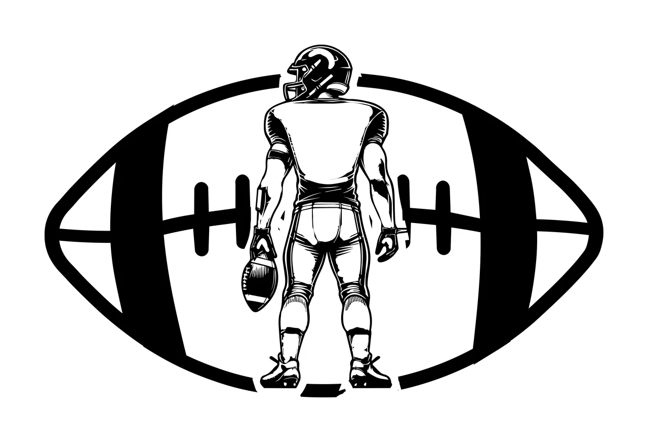 Football Player Player Ball Holding Silhouette uniform oval frame