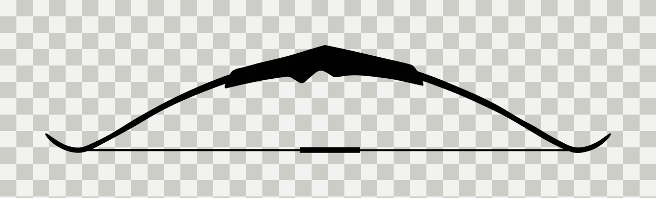 Black Recurve Bow Silhouette Centered string handle minimalist transparency and detail preview thumbnail