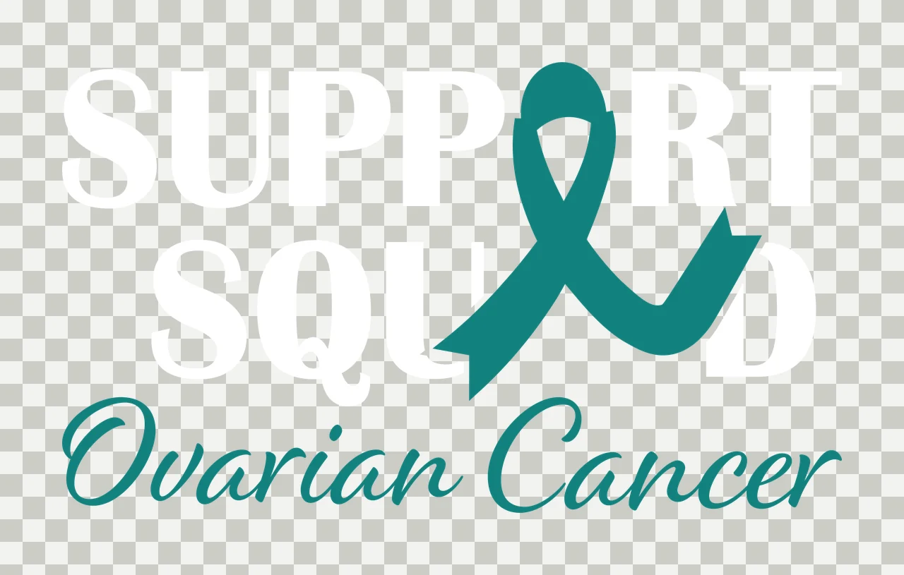 Support Squad Ovarian Cancer Text Decal ribbon minimalist black transparency and detail preview thumbnail