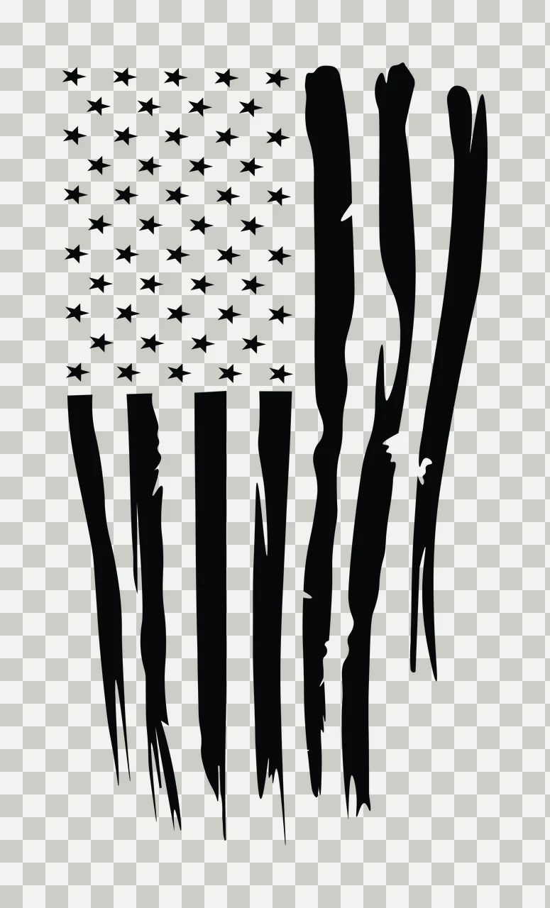 Flag Stars American Vertical Grunge Style stripes black white transparency and detail preview thumbnail