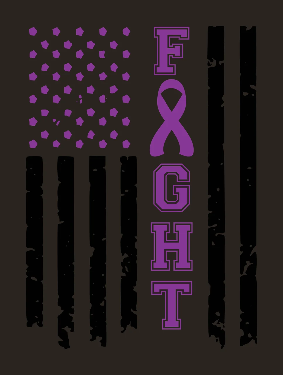 Fight Text With Ribbon American Flag stars stripes black white contrast preview thumbnail