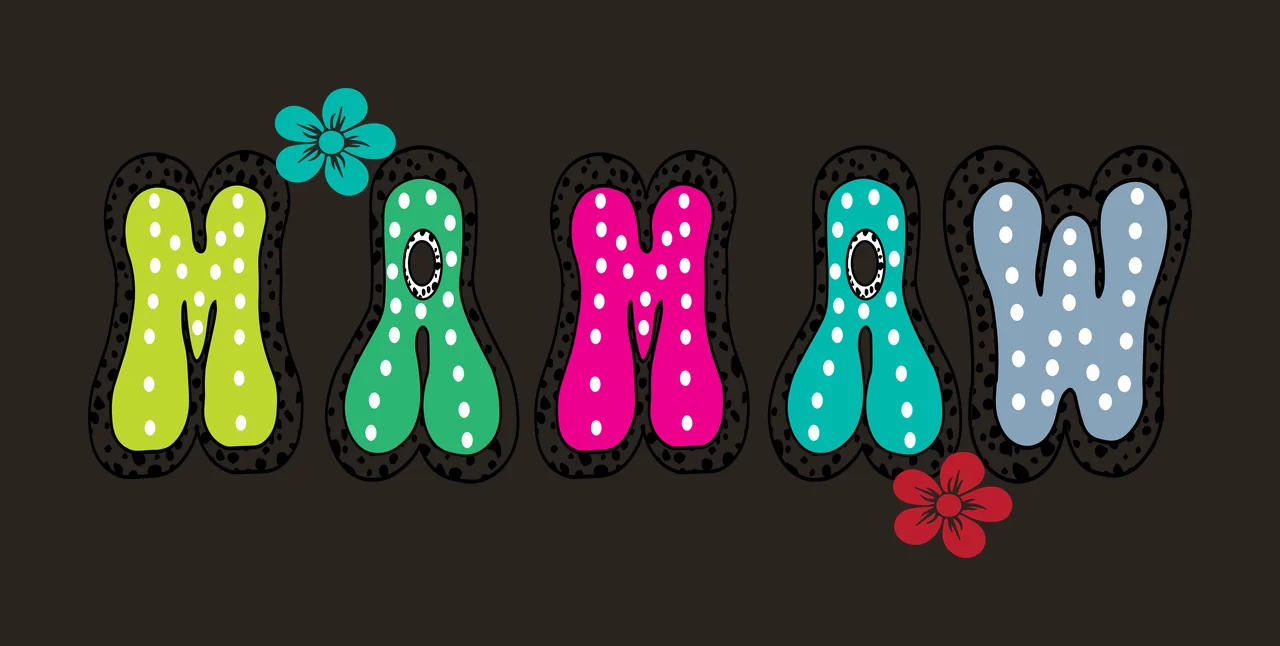 Mama Text With Decorative Flower Embellishments decoration contrast preview thumbnail