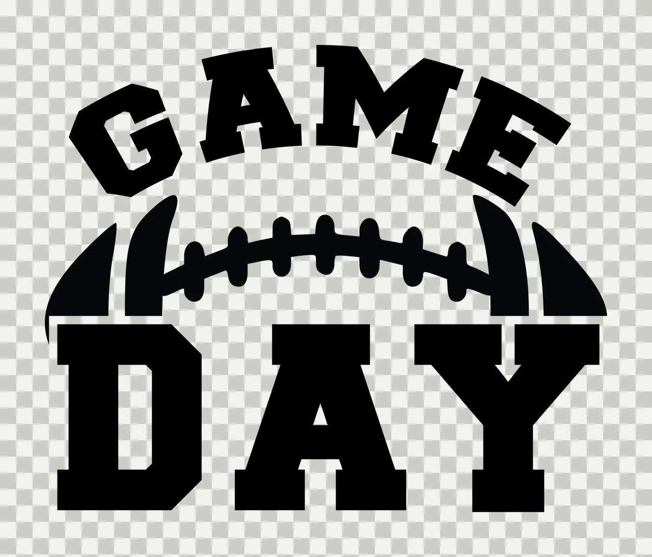 Game Day Text With Football And Lettering transparency and detail preview thumbnail