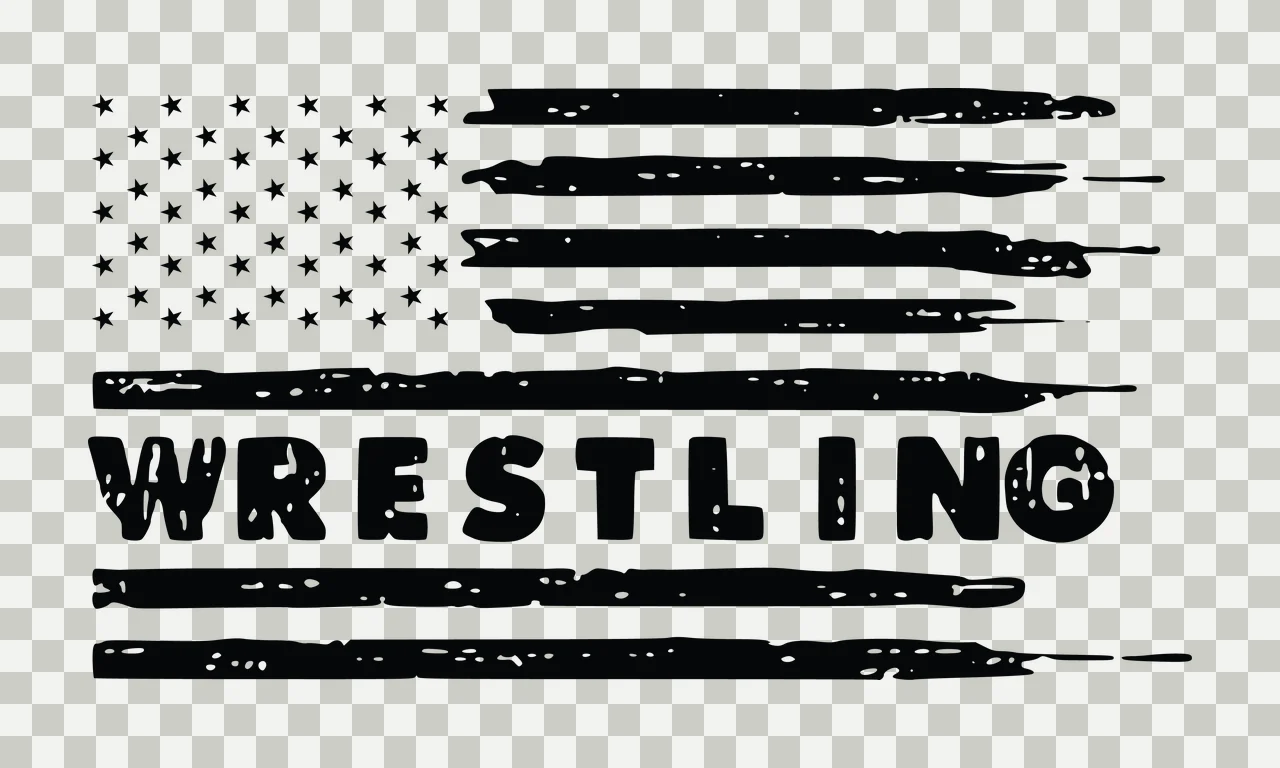 Wrestling Horizontal Flag Graphic With The Word stars black transparency and detail preview thumbnail