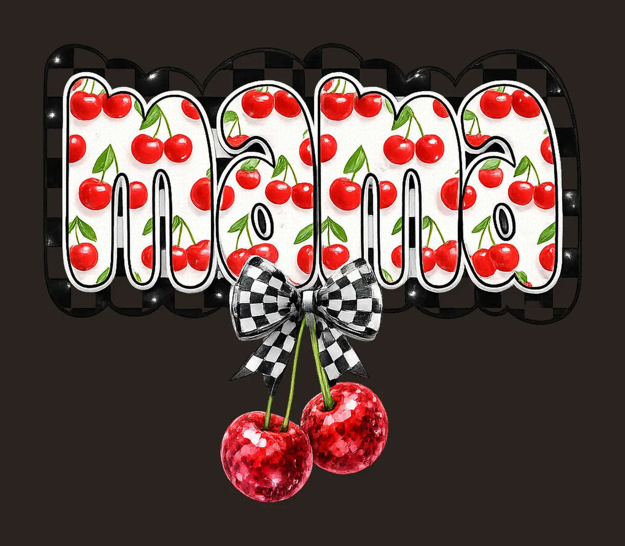 Cherry Bow Mama Coquette Shirt Sublimation Design Cute contrast preview thumbnail