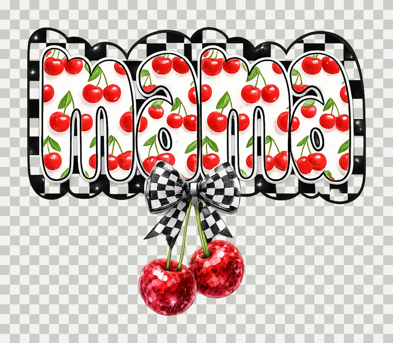 Cherry Bow Mama Coquette Shirt Sublimation Design Cute transparency and detail preview thumbnail