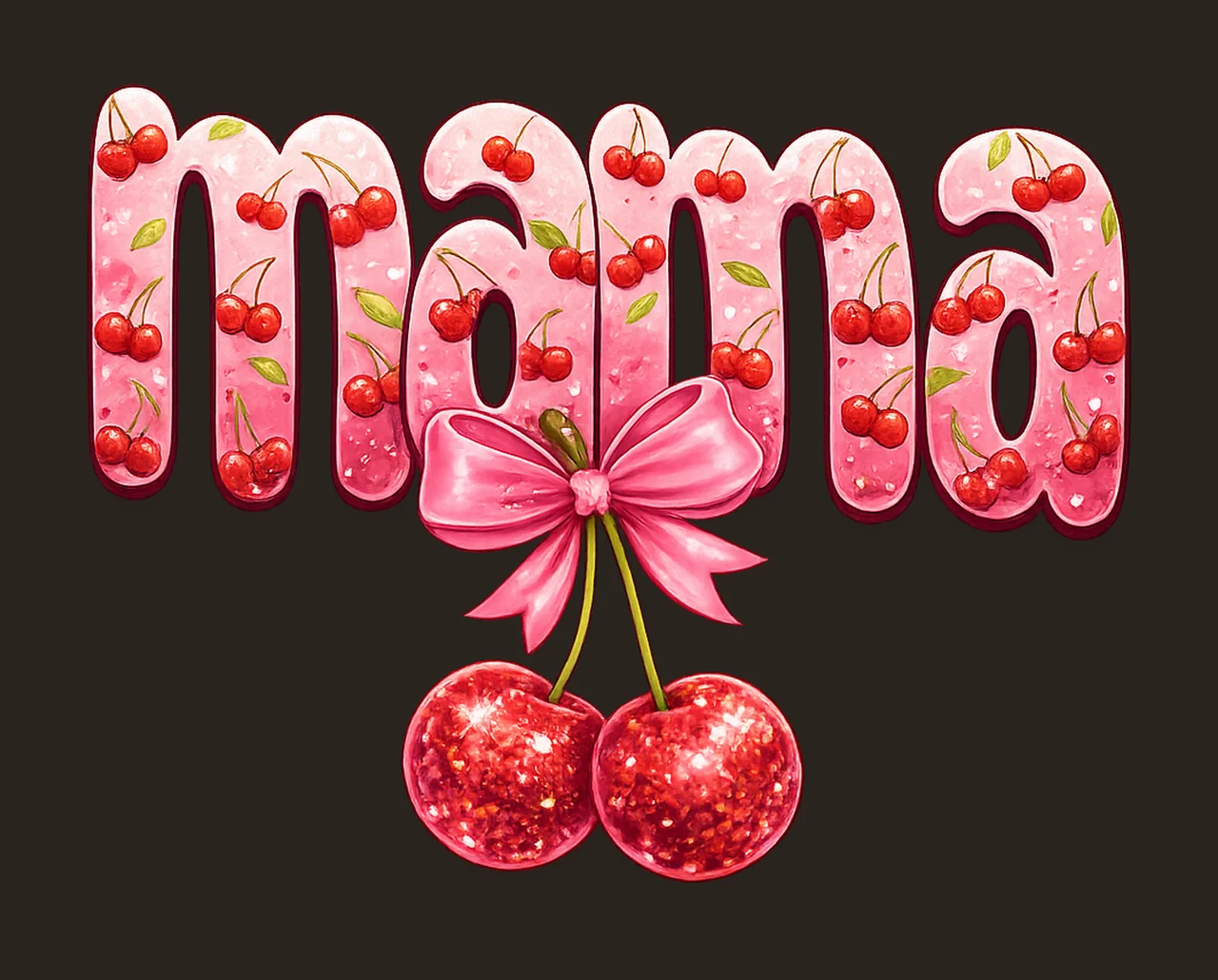Mama Cherry Bow Coquette Mom Shirt Design Cute Cherry contrast preview thumbnail