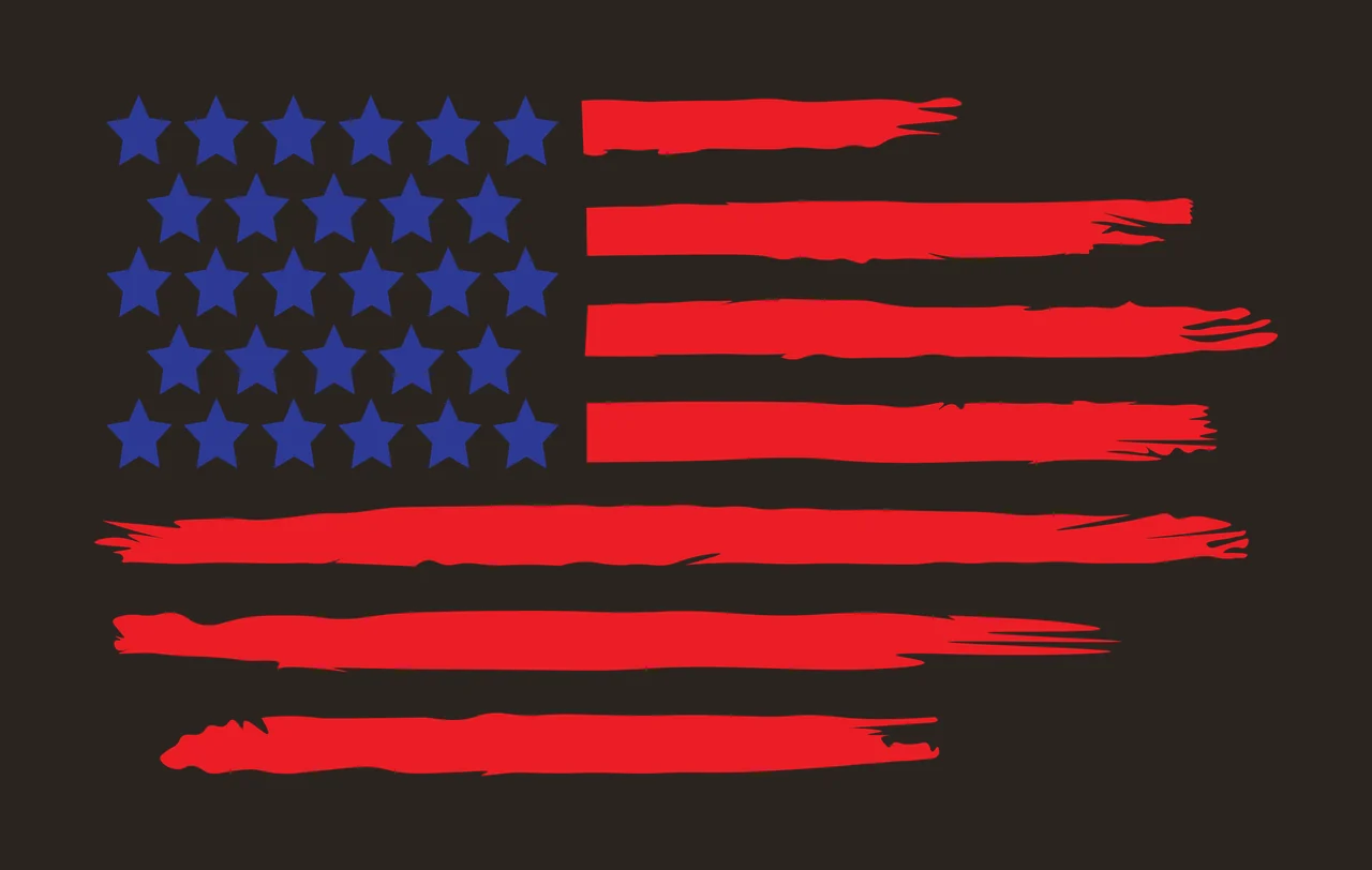 Flag Horizontal Distressed With Stars stripes black white and contrast preview thumbnail