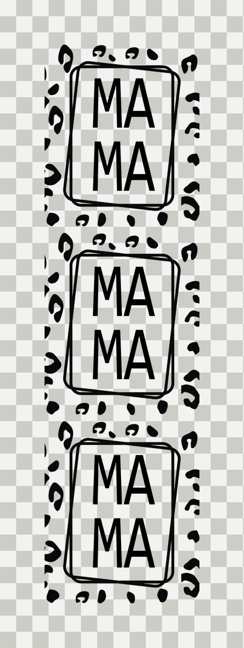 Mama Mama Mama Framed Text On Leopard Print frame black white transparency and detail preview thumbnail