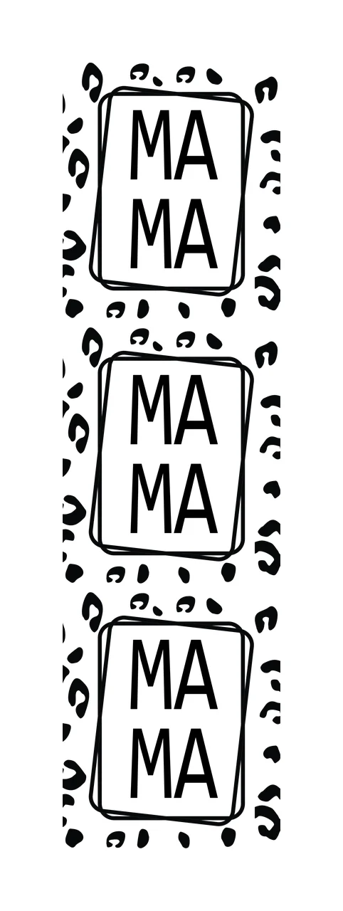 Mama Mama Mama Framed Text On Leopard Print frame black white