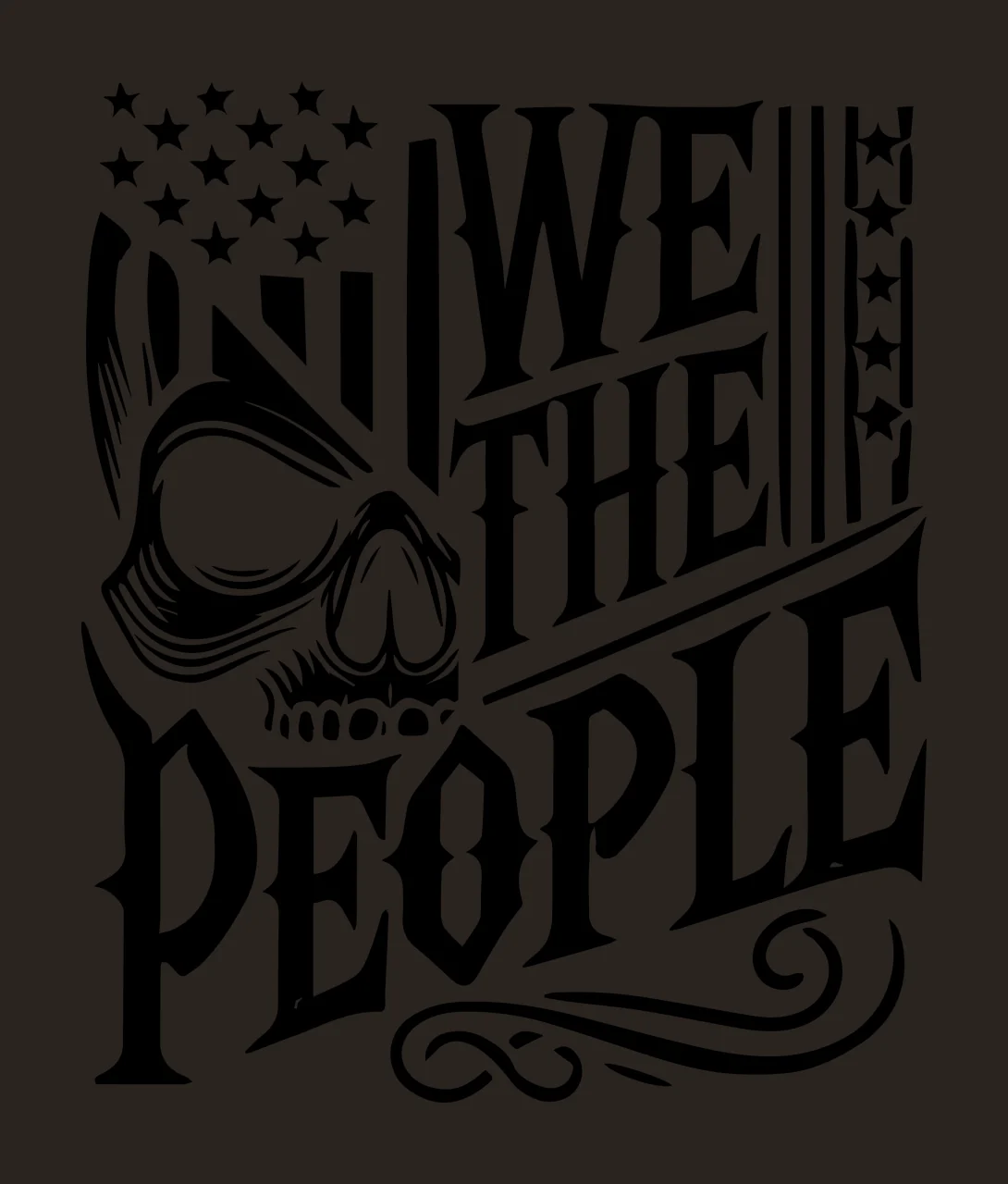 We The People Flag Skull Decal incorporating stars black white contrast preview thumbnail