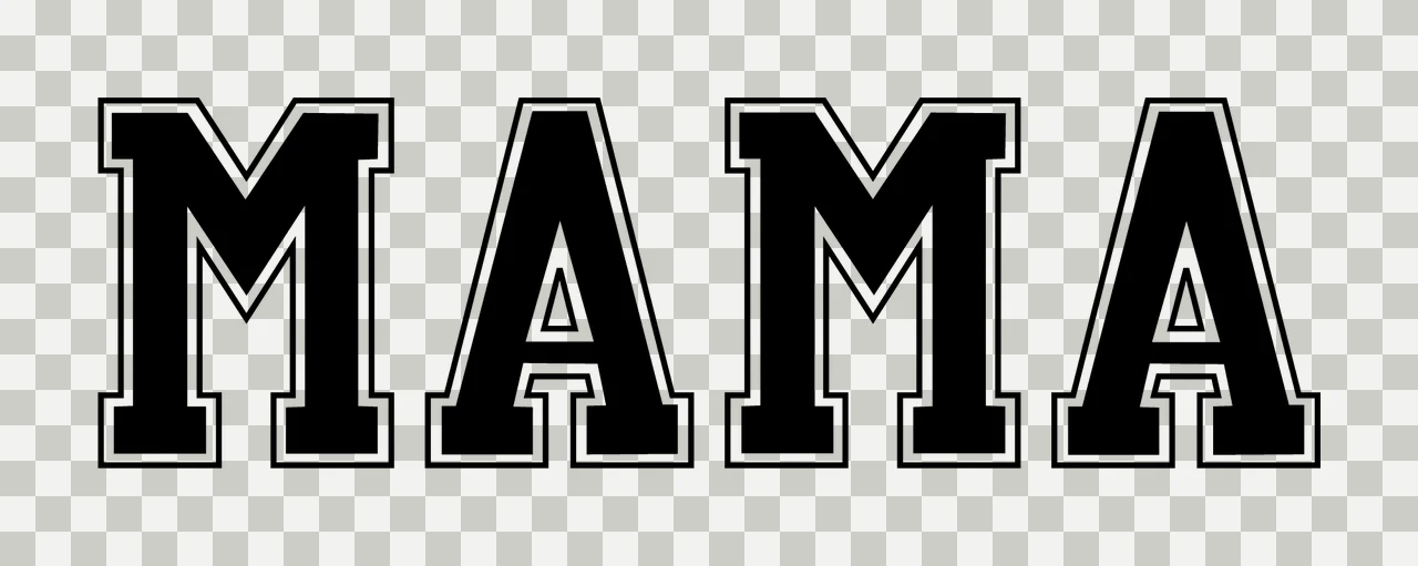 Mama Text With Black And White Outline transparency and detail preview thumbnail
