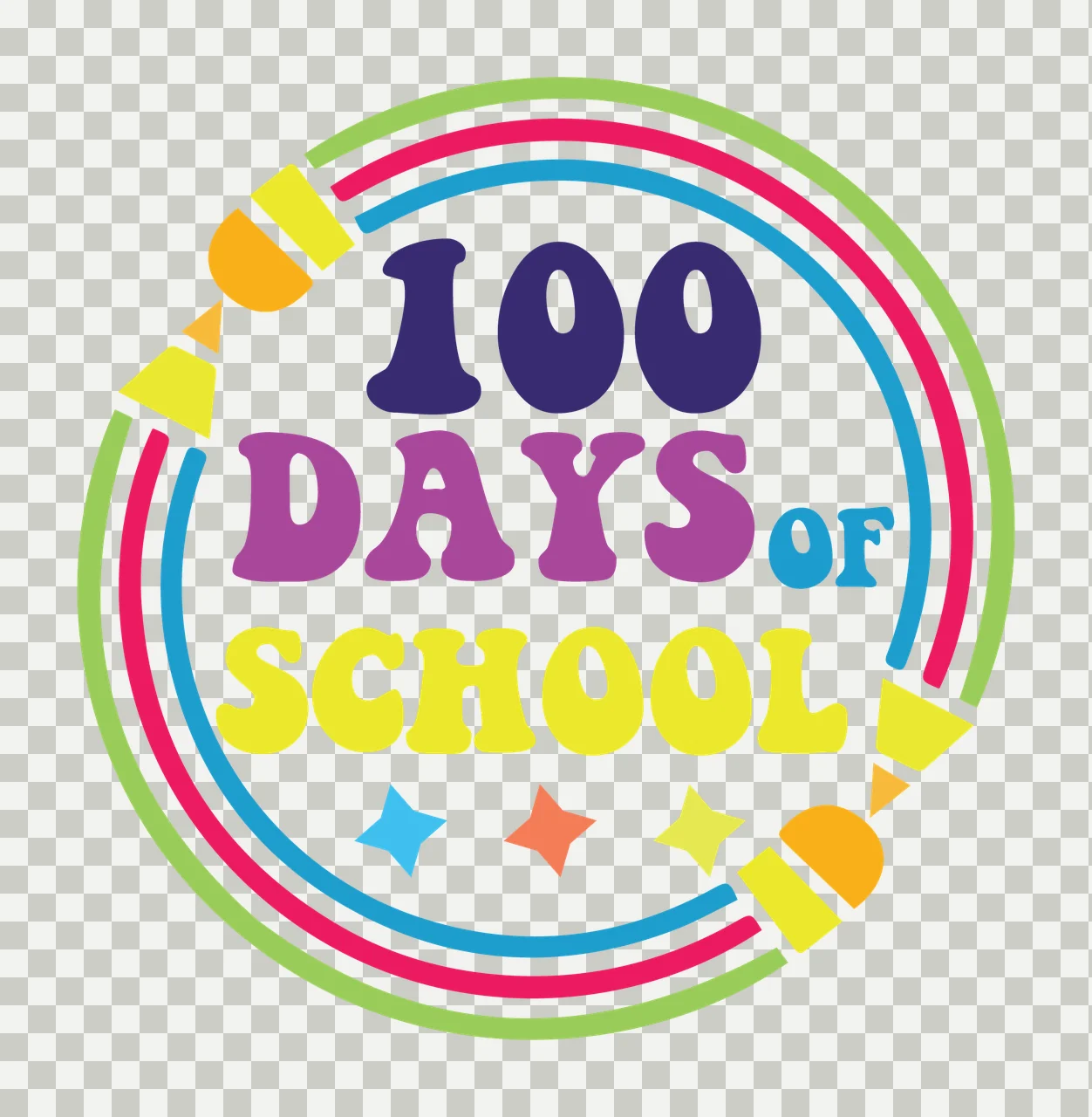 100 Days Of School Graphic Composition text encircling pencils transparency and detail preview thumbnail