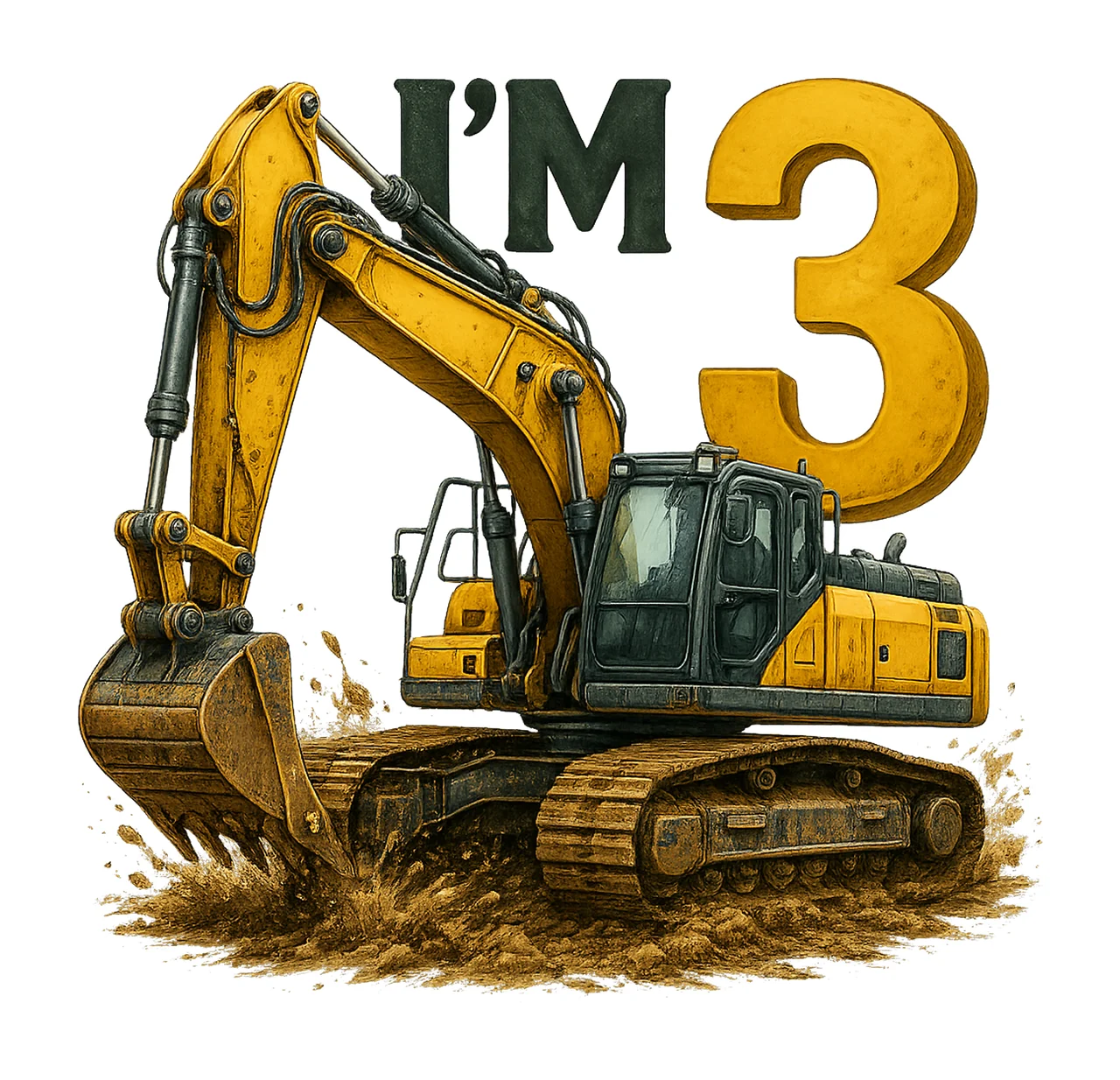 Im Excavator Sublimation Construction Birthday Design 3rd
